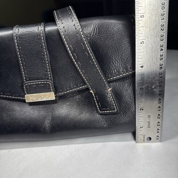 Y2k vintage pebble black leather FOSSIL Satchel PURSE handbag/tote #ZB9061 - Picture 5 of 9